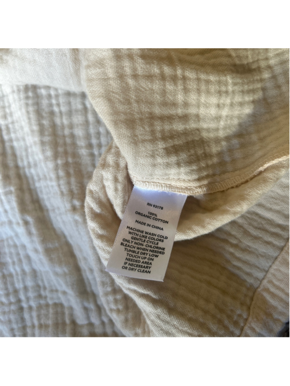 Women's Magaschoni Organic Cotton Button Down Short Sleeve Shirt, Size S, Beige - Picture 3 of 5